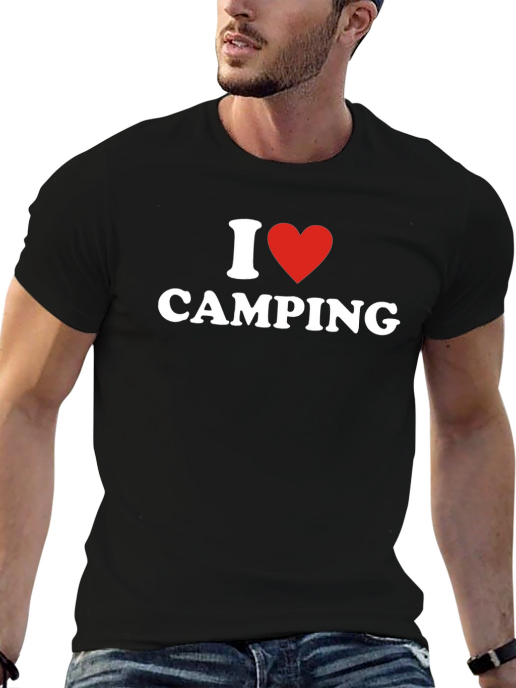 I Heart Camping T-Shirt - Black Cotton Blend Tee