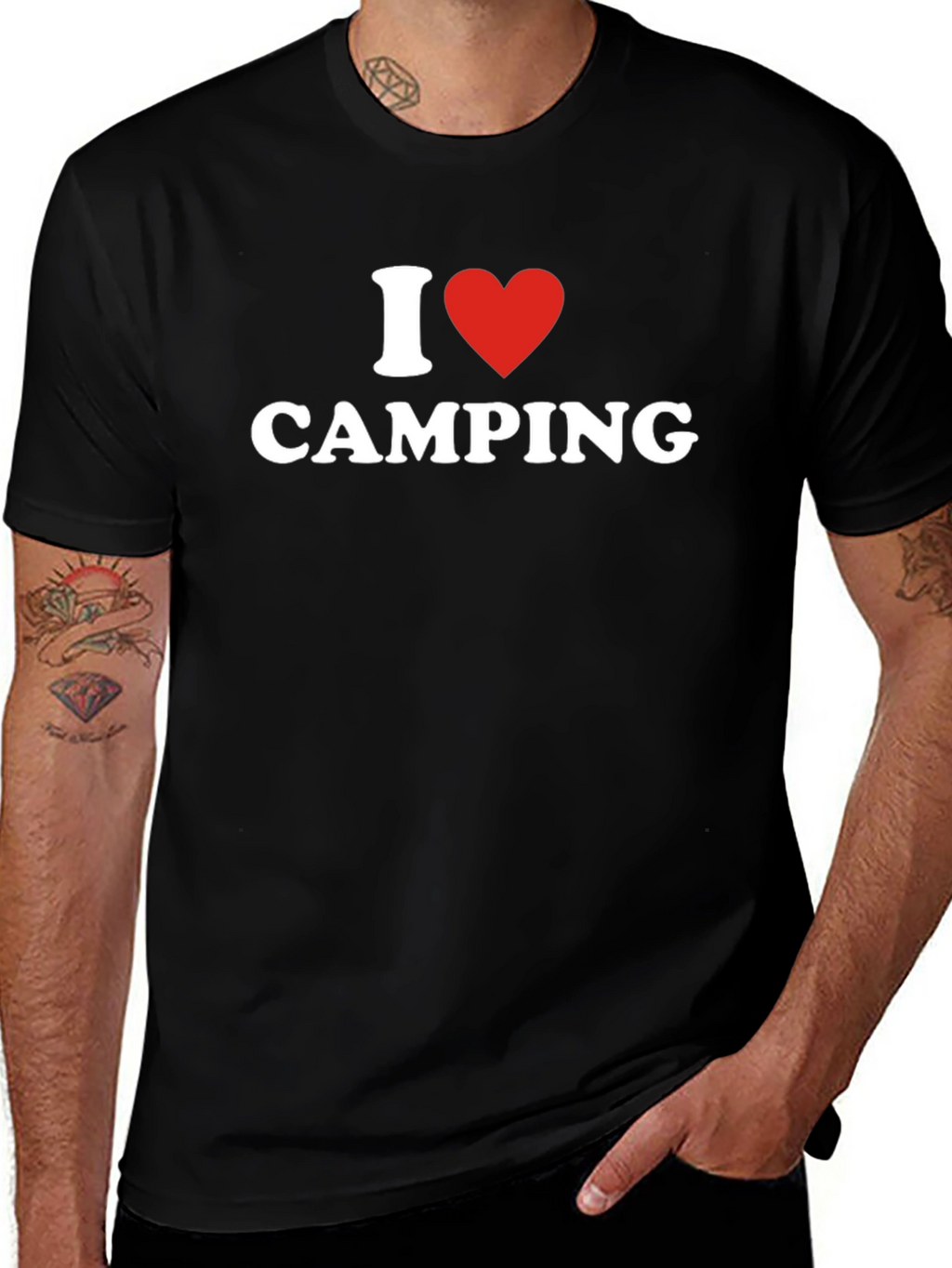 I Heart Camping T-Shirt - Black Cotton Blend Tee