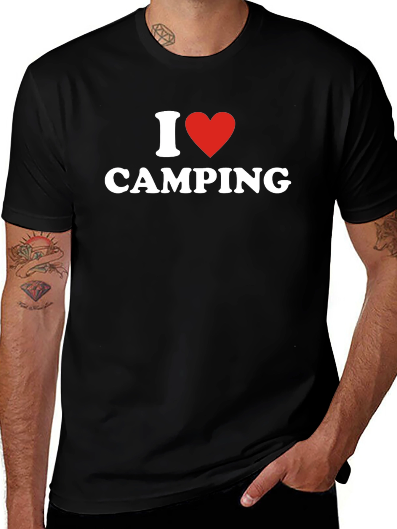 I Heart Camping T-Shirt - Black Cotton Blend Tee