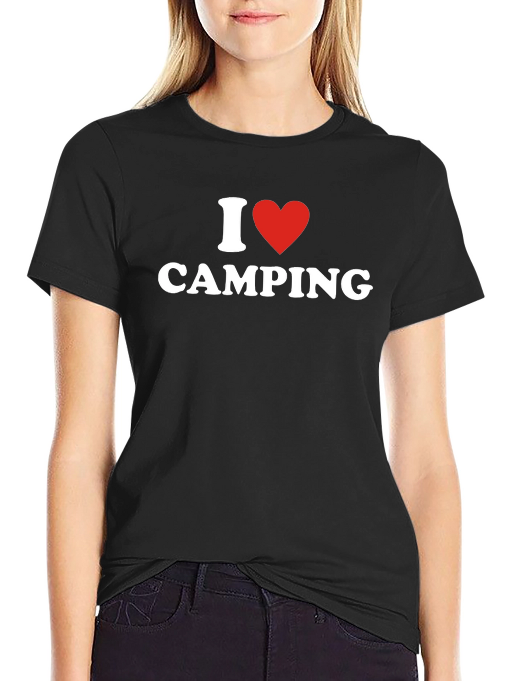 I Heart Camping T-Shirt - Black Cotton Blend Tee
