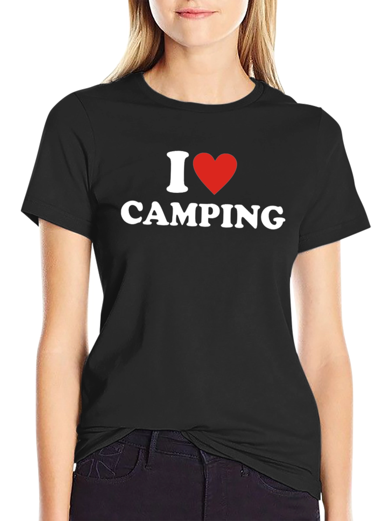 I Heart Camping T-Shirt - Black Cotton Blend Tee