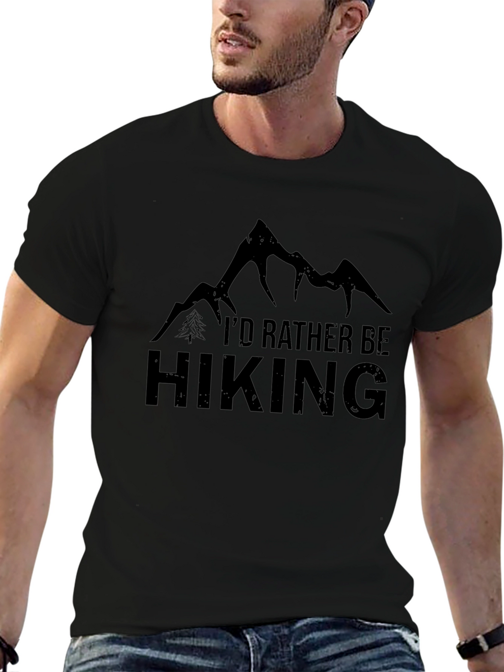 Hiking Enthusiast Graphic Tee - Black