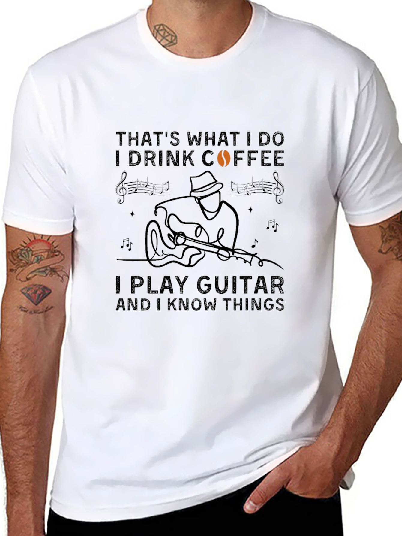 Coffee Guitar & Knowledge T-Shirt - Unisex