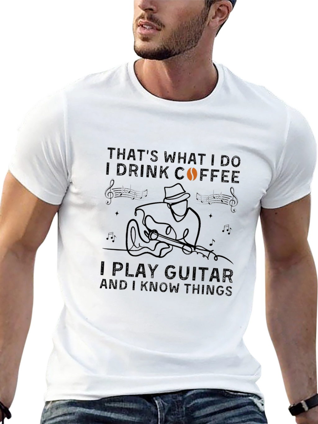 Coffee Guitar & Knowledge T-Shirt - Unisex