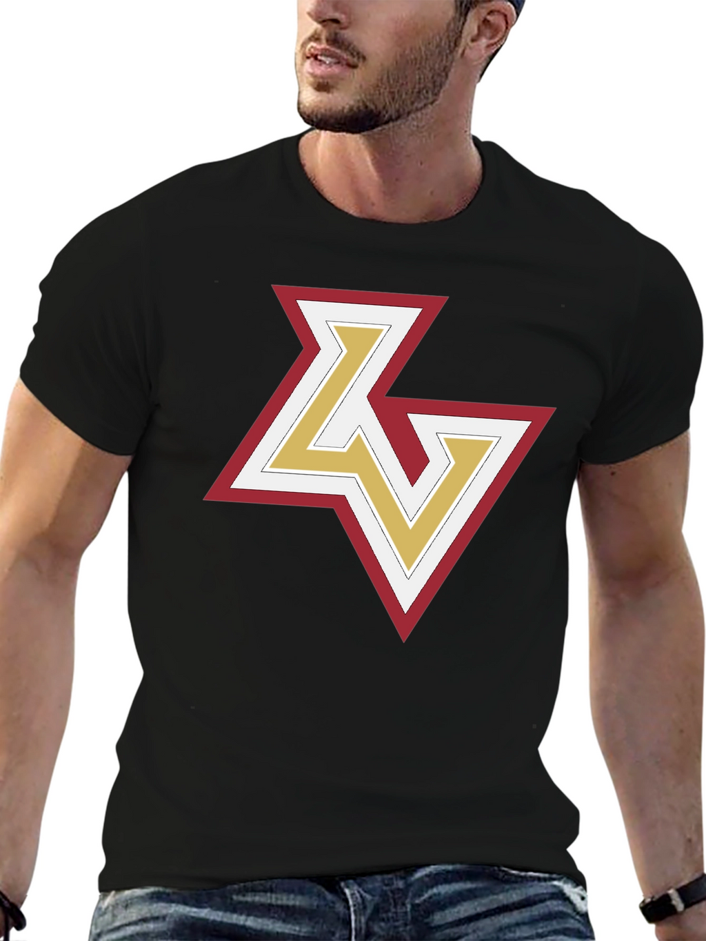 Stylish Black T-Shirt with Geometric Logo