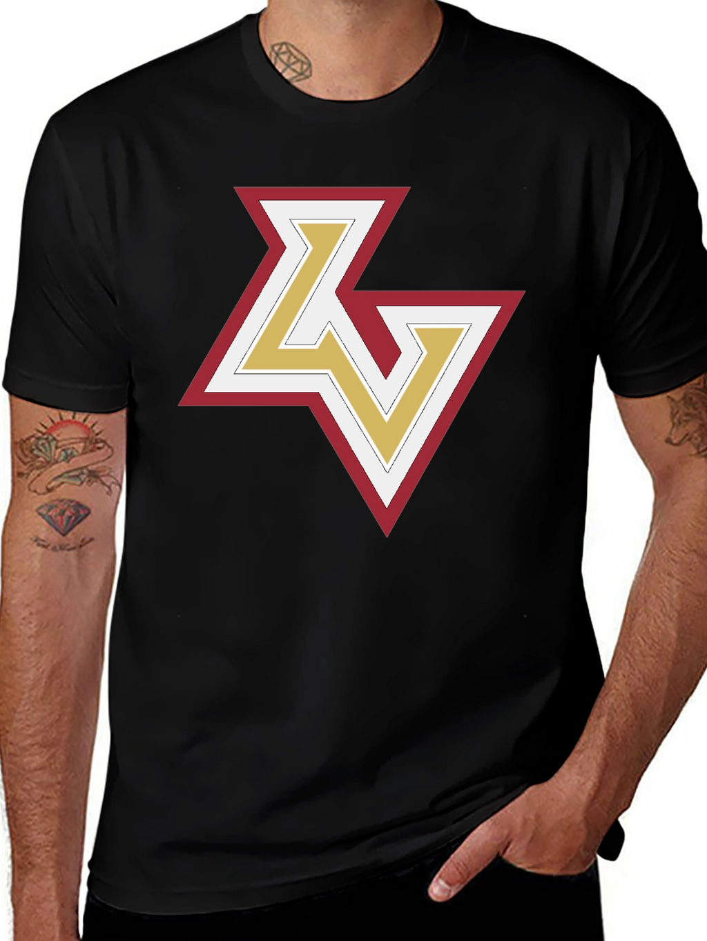 Stylish Black T-Shirt with Geometric Logo