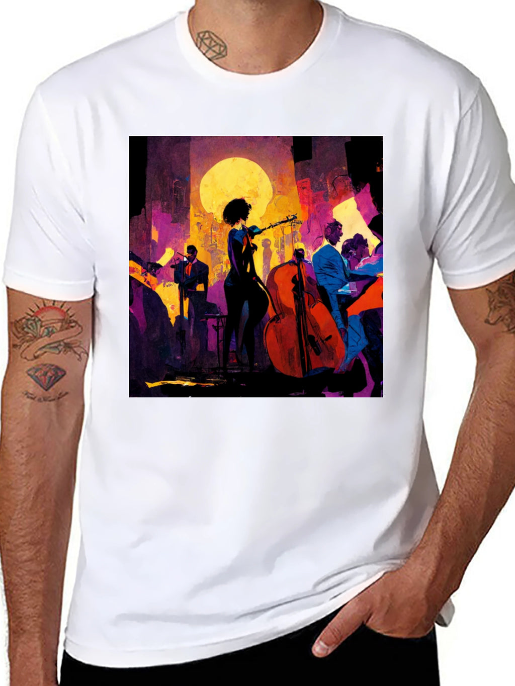 Jazz Night Graphic Tee - Black Cotton T-Shirt