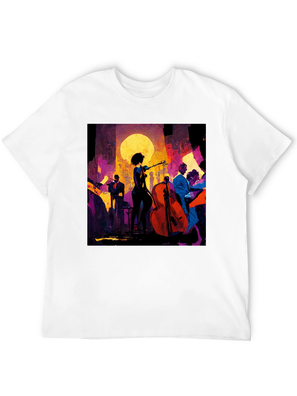 Jazz Night Graphic Tee - Black Cotton T-Shirt