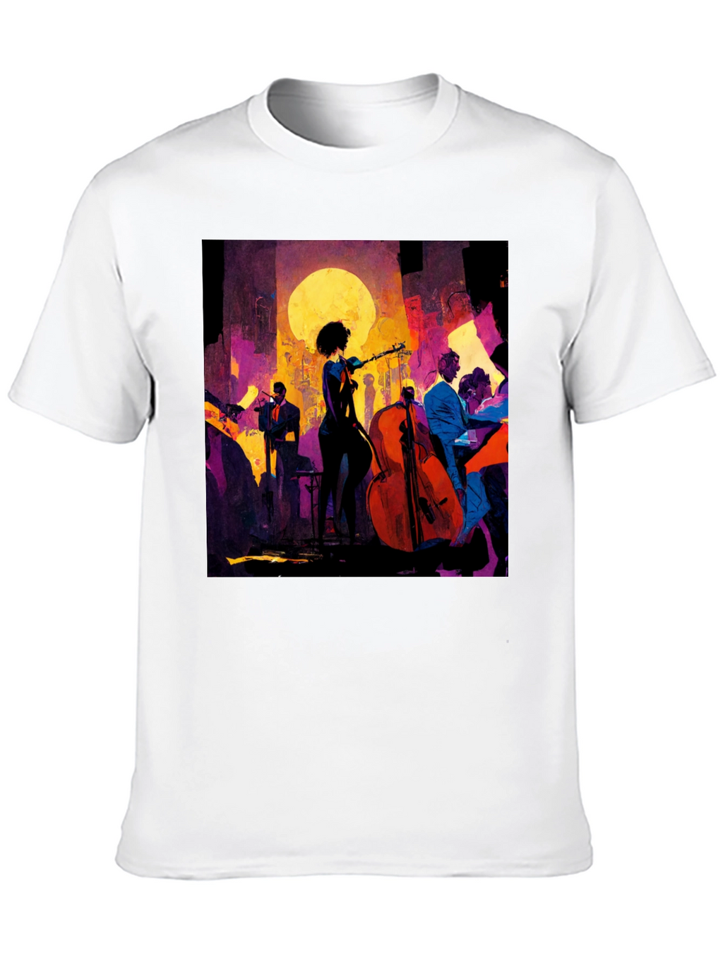 Jazz Night Graphic Tee - Black Cotton T-Shirt