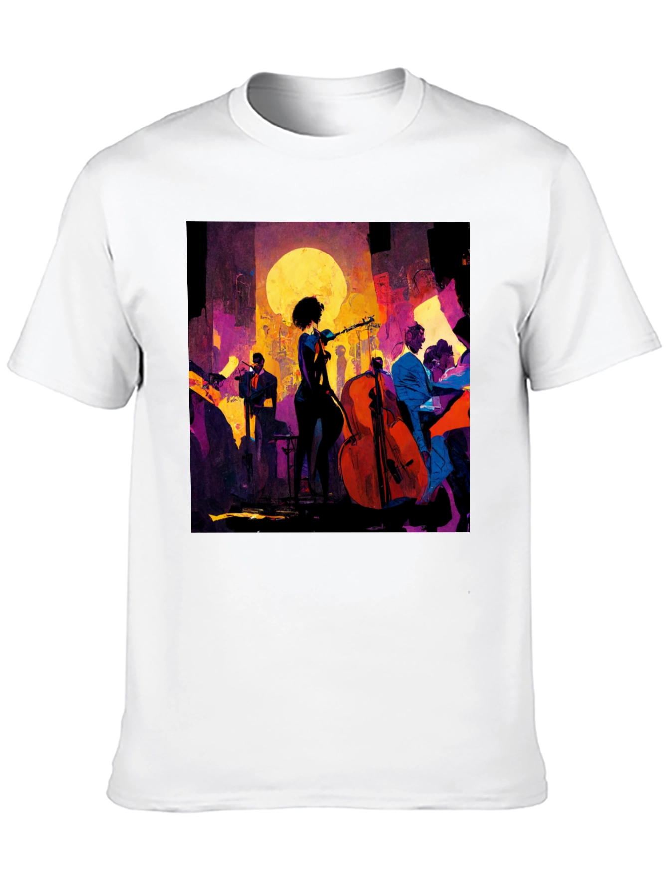 Jazz Night Graphic Tee - Black Cotton T-Shirt