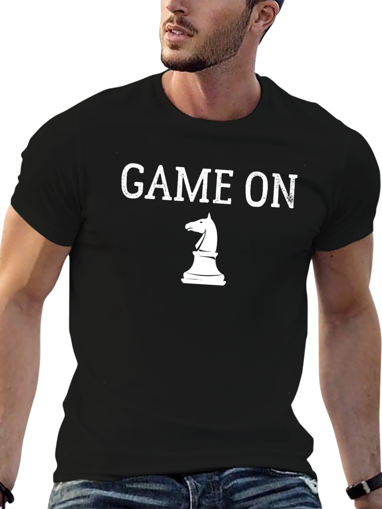 Game On Chess Knight T-Shirt - Black