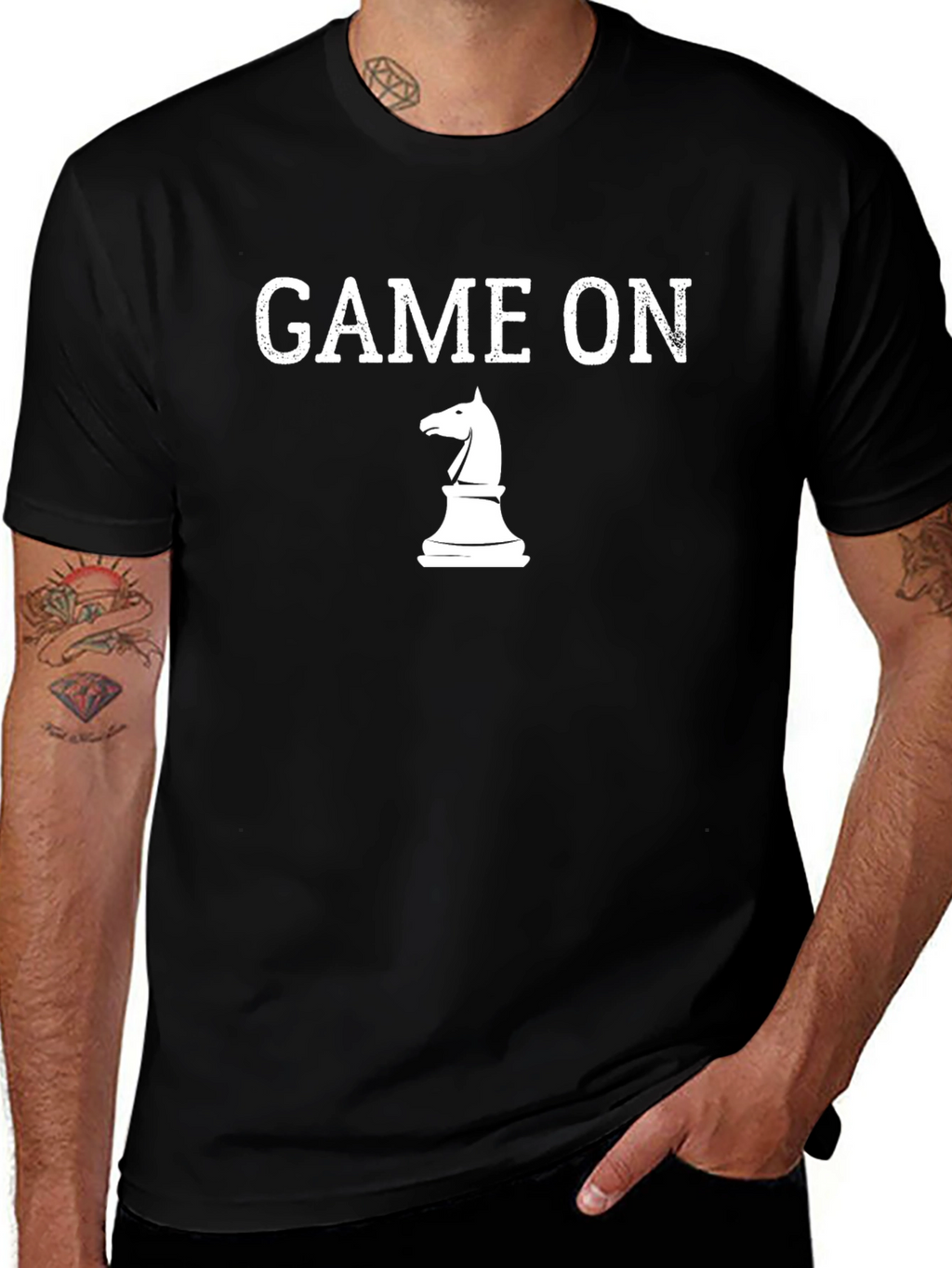Game On Chess Knight T-Shirt - Black