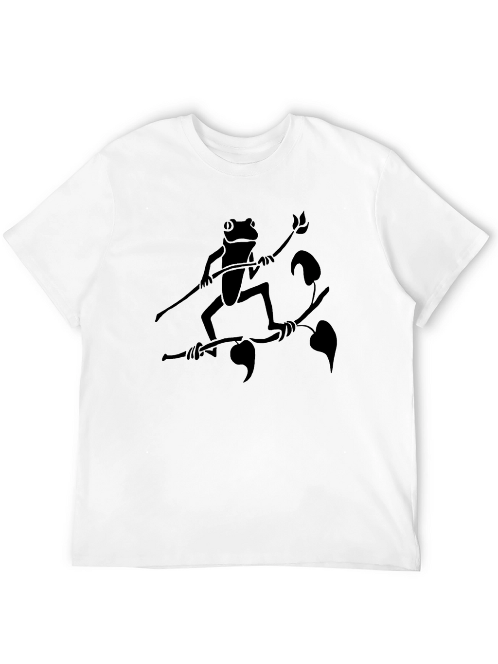 Frog on Branch Graphic Tee - Black Cotton