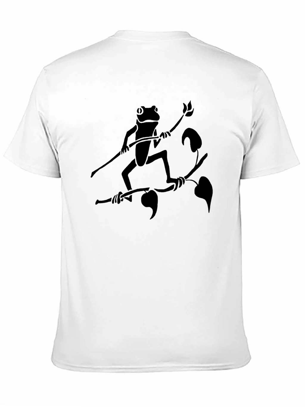 Frog on Branch Graphic Tee - Black Cotton