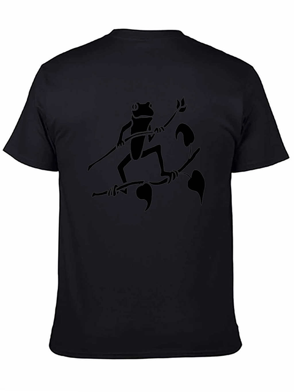 Frog on Branch Graphic Tee - Black Cotton
