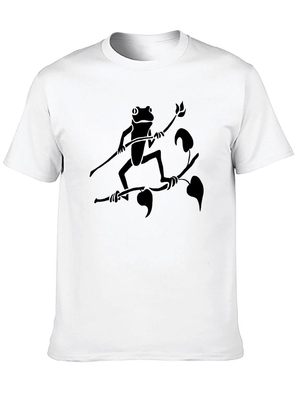 Frog on Branch Graphic Tee - Black Cotton