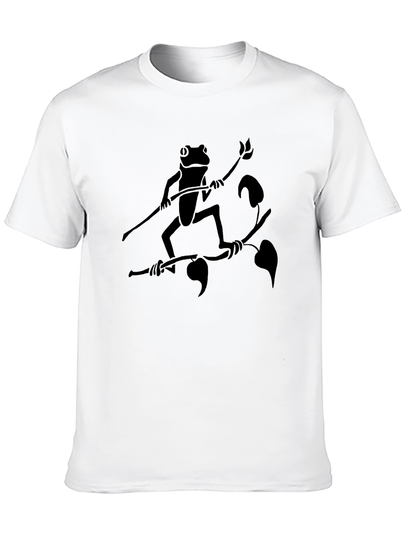 Frog on Branch Graphic Tee - Black Cotton