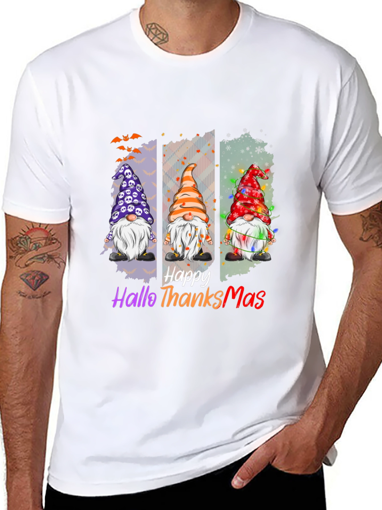 Happy Hallothanksmas T-Shirt Holiday Gnomes