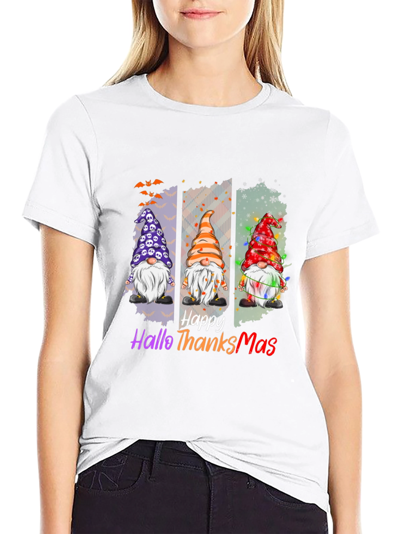 Happy Hallothanksmas T-Shirt Holiday Gnomes