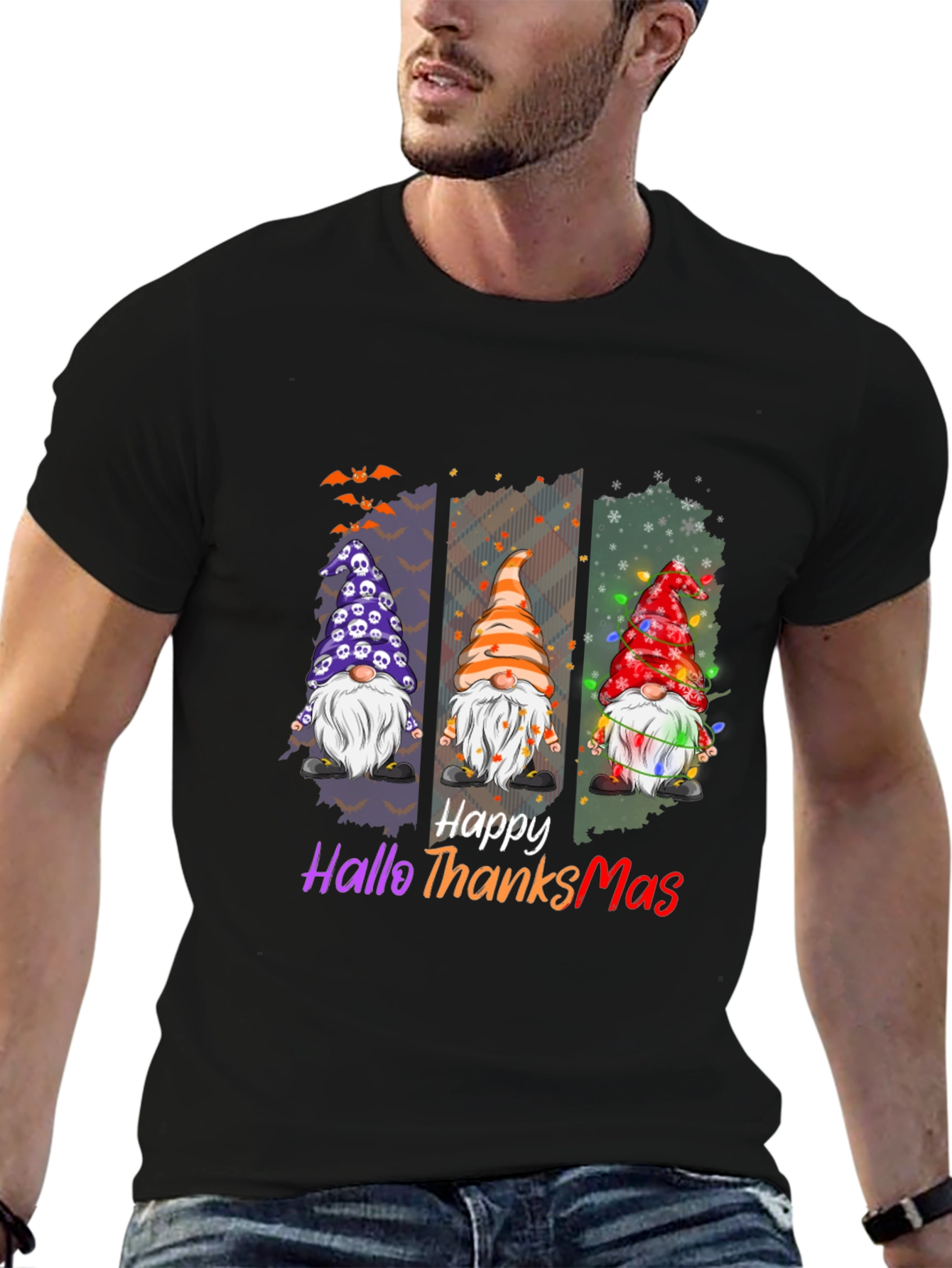 Happy Hallothanksmas T-Shirt Holiday Gnomes