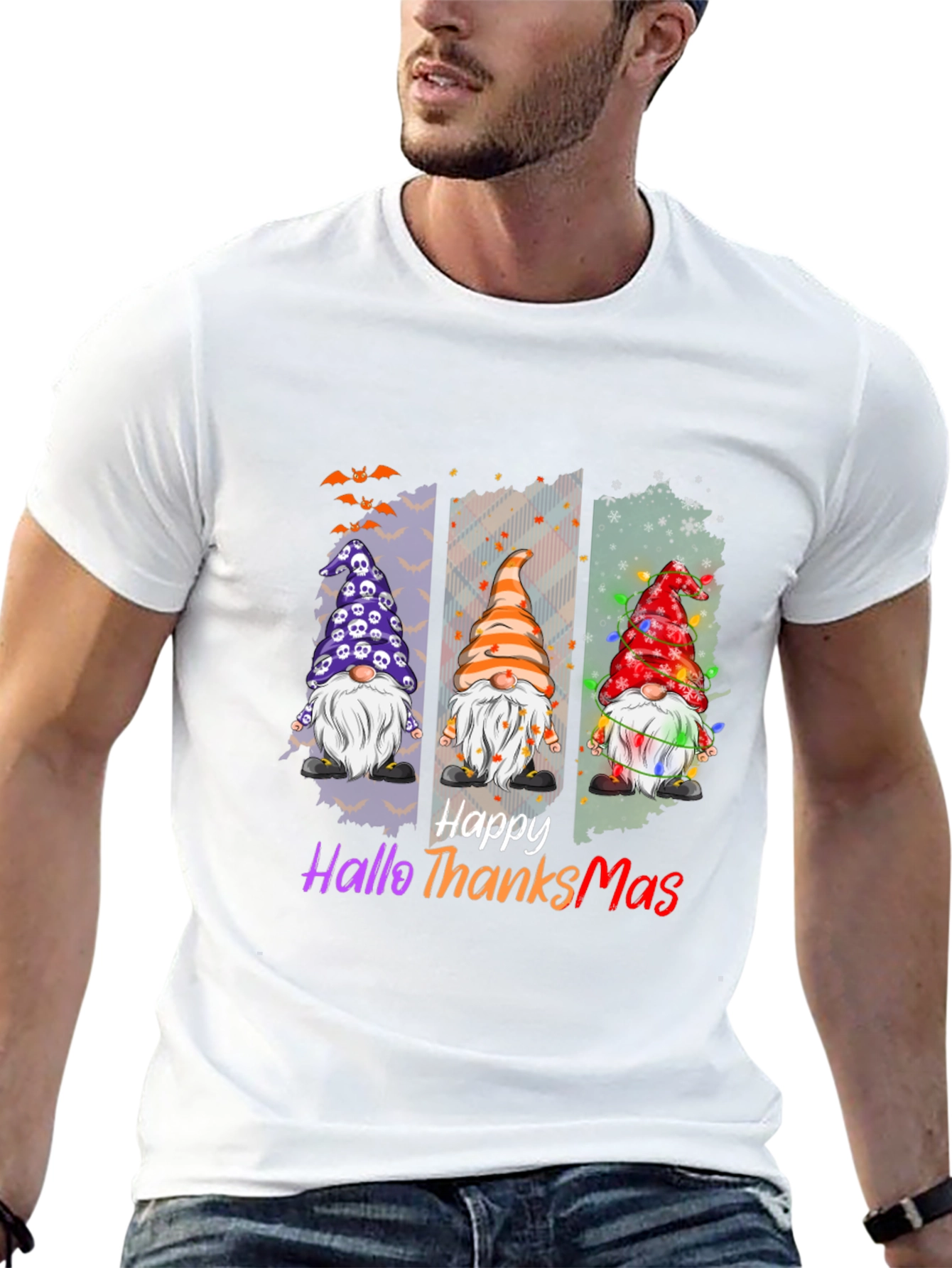 Happy Hallothanksmas T-Shirt Holiday Gnomes