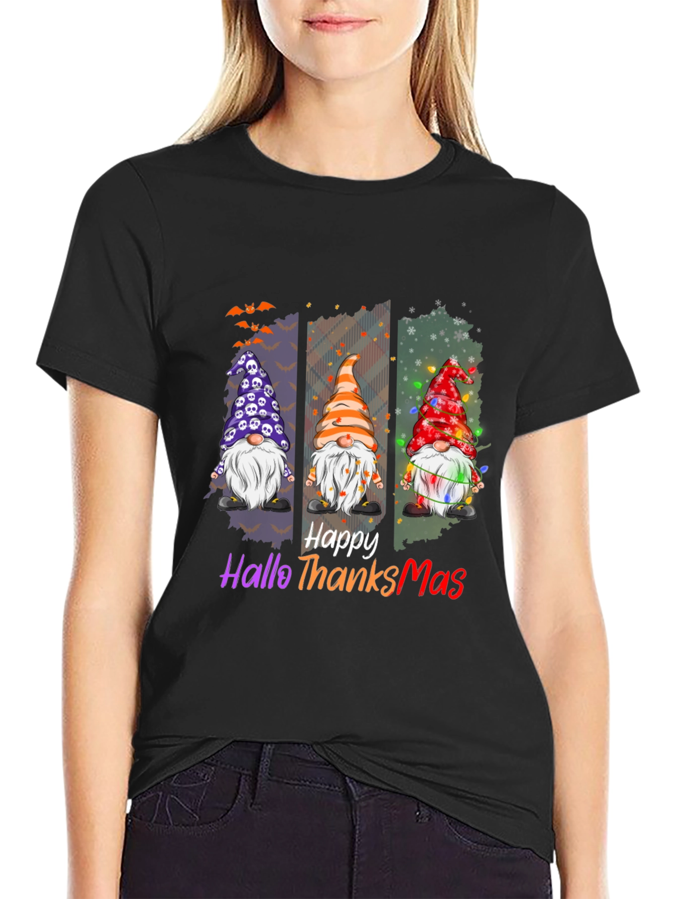 Happy Hallothanksmas T-Shirt Holiday Gnomes