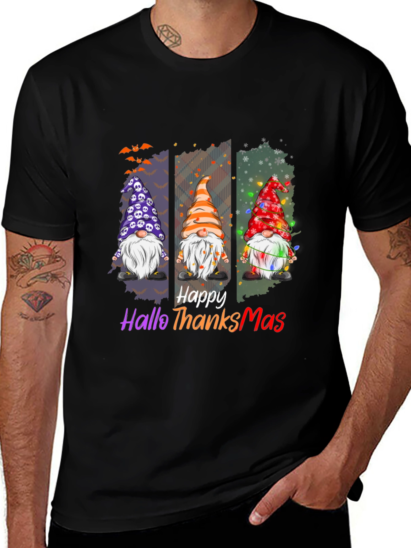Happy Hallothanksmas T-Shirt Holiday Gnomes