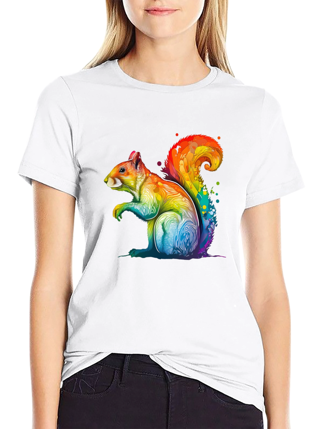 Rainbow Squirrel Graphic T-Shirt