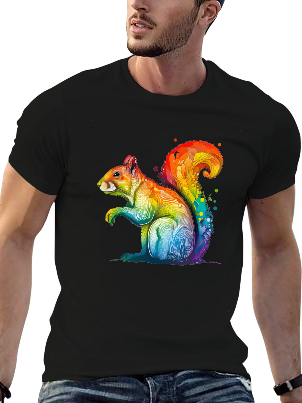 Rainbow Squirrel Graphic T-Shirt