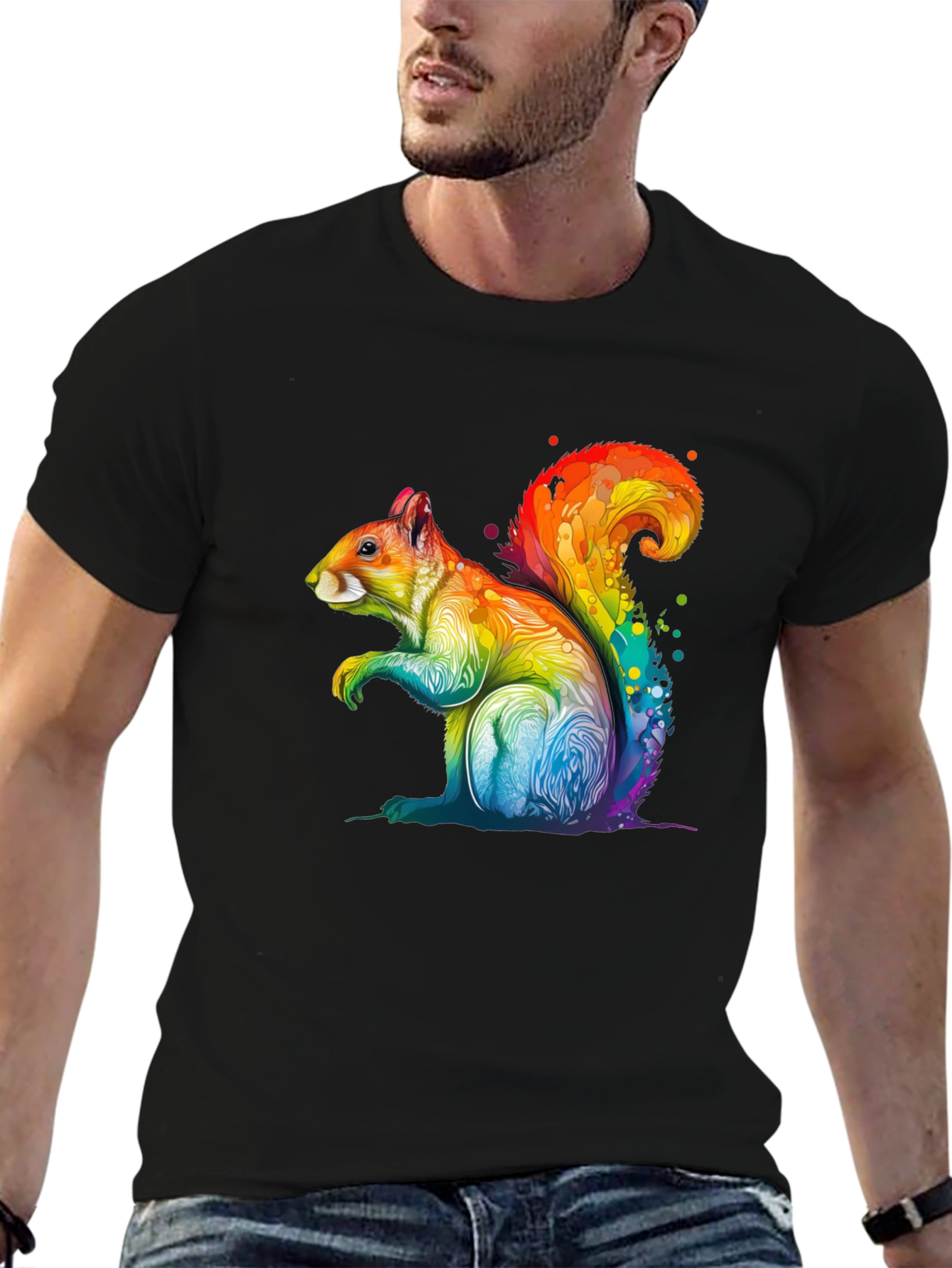 Rainbow Squirrel Graphic T-Shirt