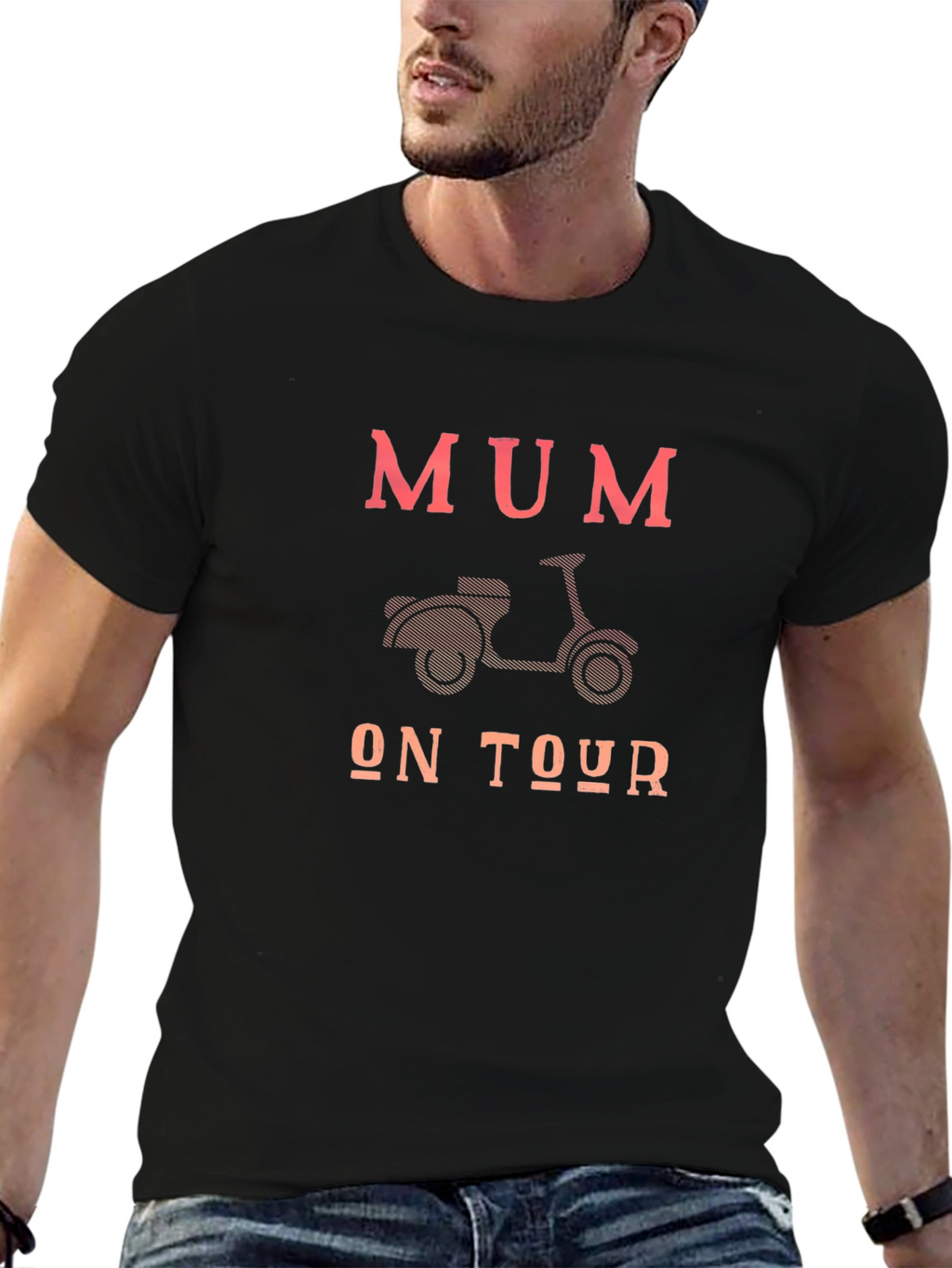 Mum On Tour Black Graphic T-Shirt