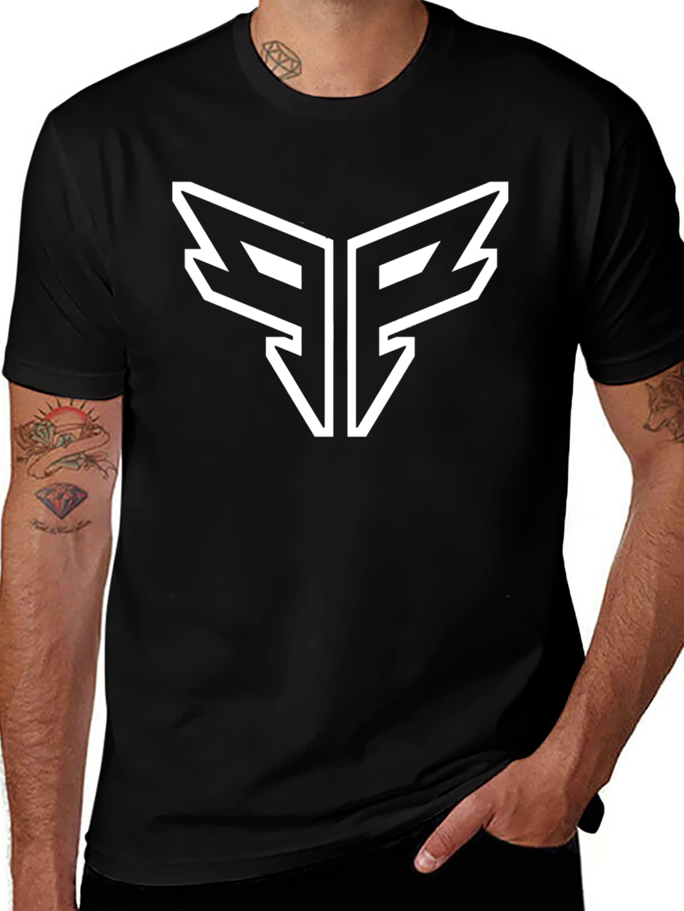 Modern Black T-Shirt with Bold Graphic Logo