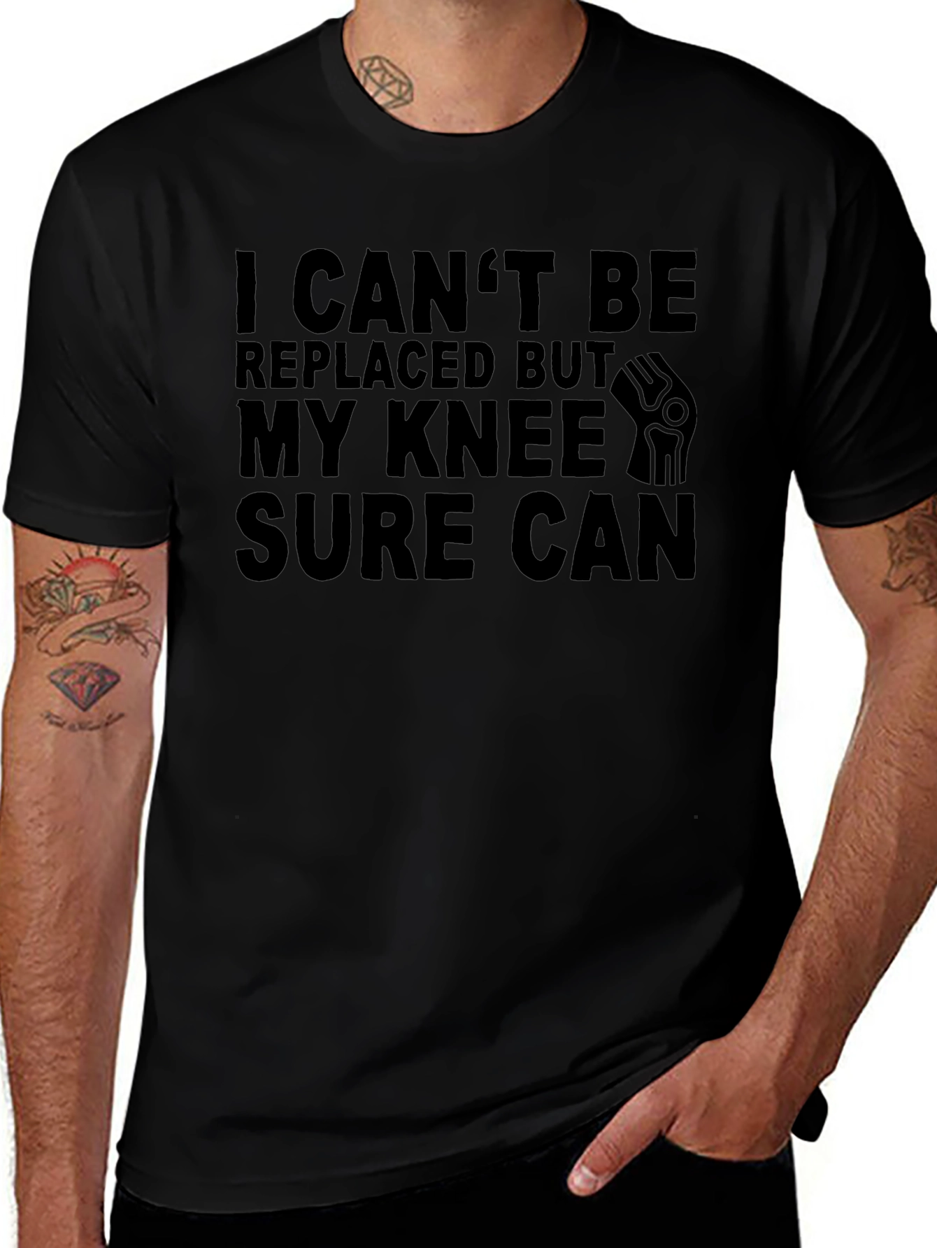 Funny Knee Replacement Black T-Shirt