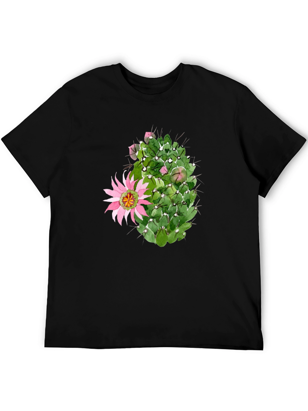 Cactus Flower Graphic Tee - Black Cotton