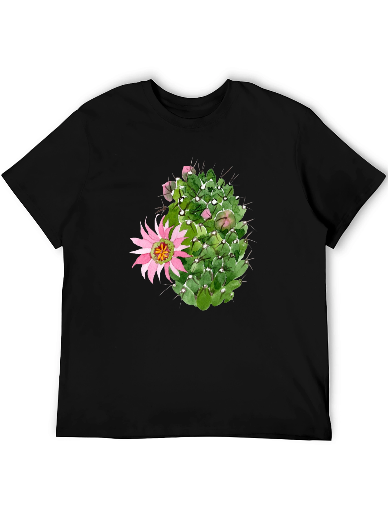 Cactus Flower Graphic Tee - Black Cotton