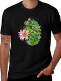 Cactus Flower Graphic Tee - Black Cotton