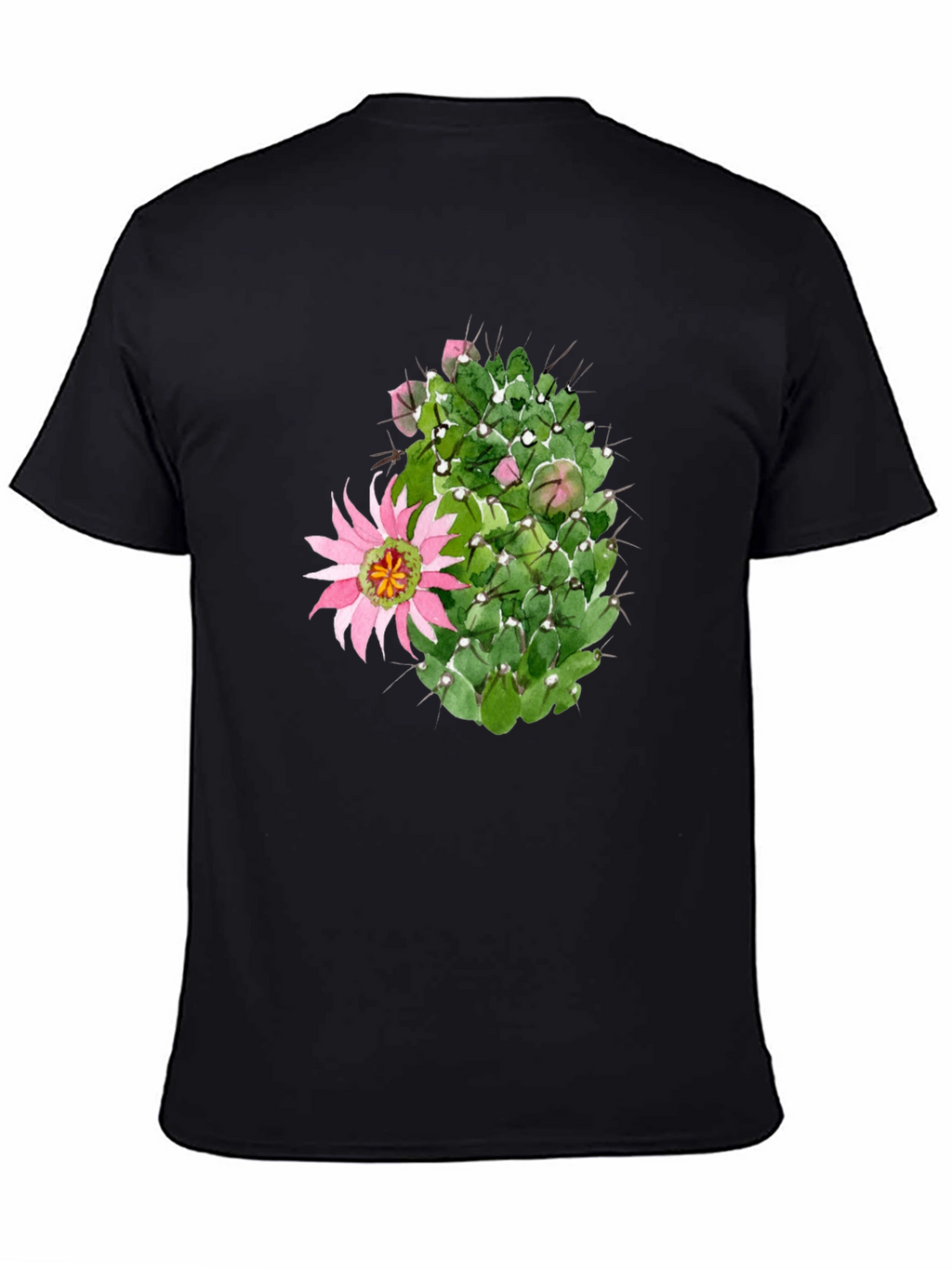 Cactus Flower Graphic Tee - Black Cotton