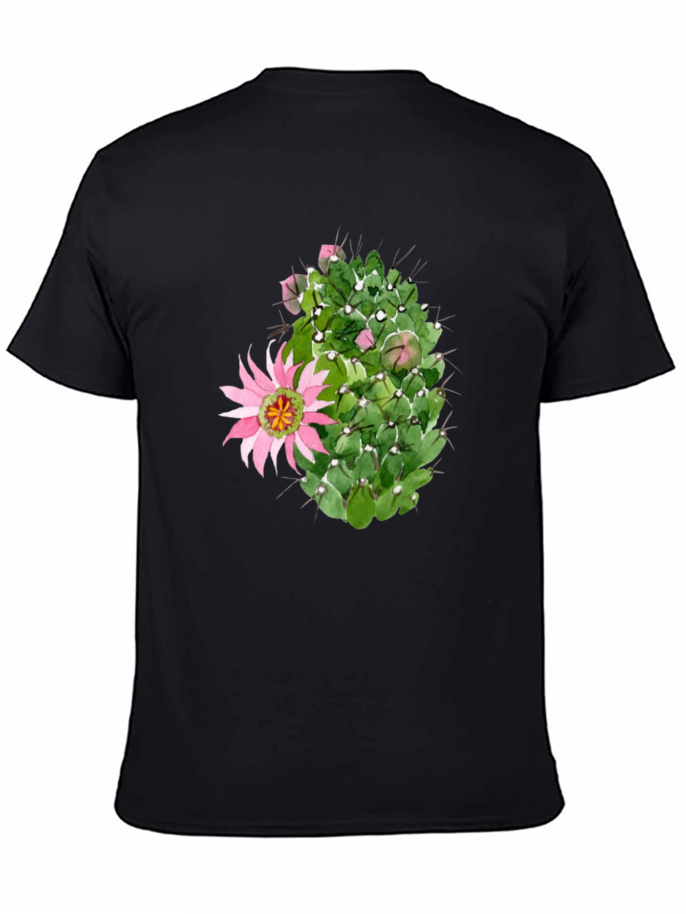 Cactus Flower Graphic Tee - Black Cotton