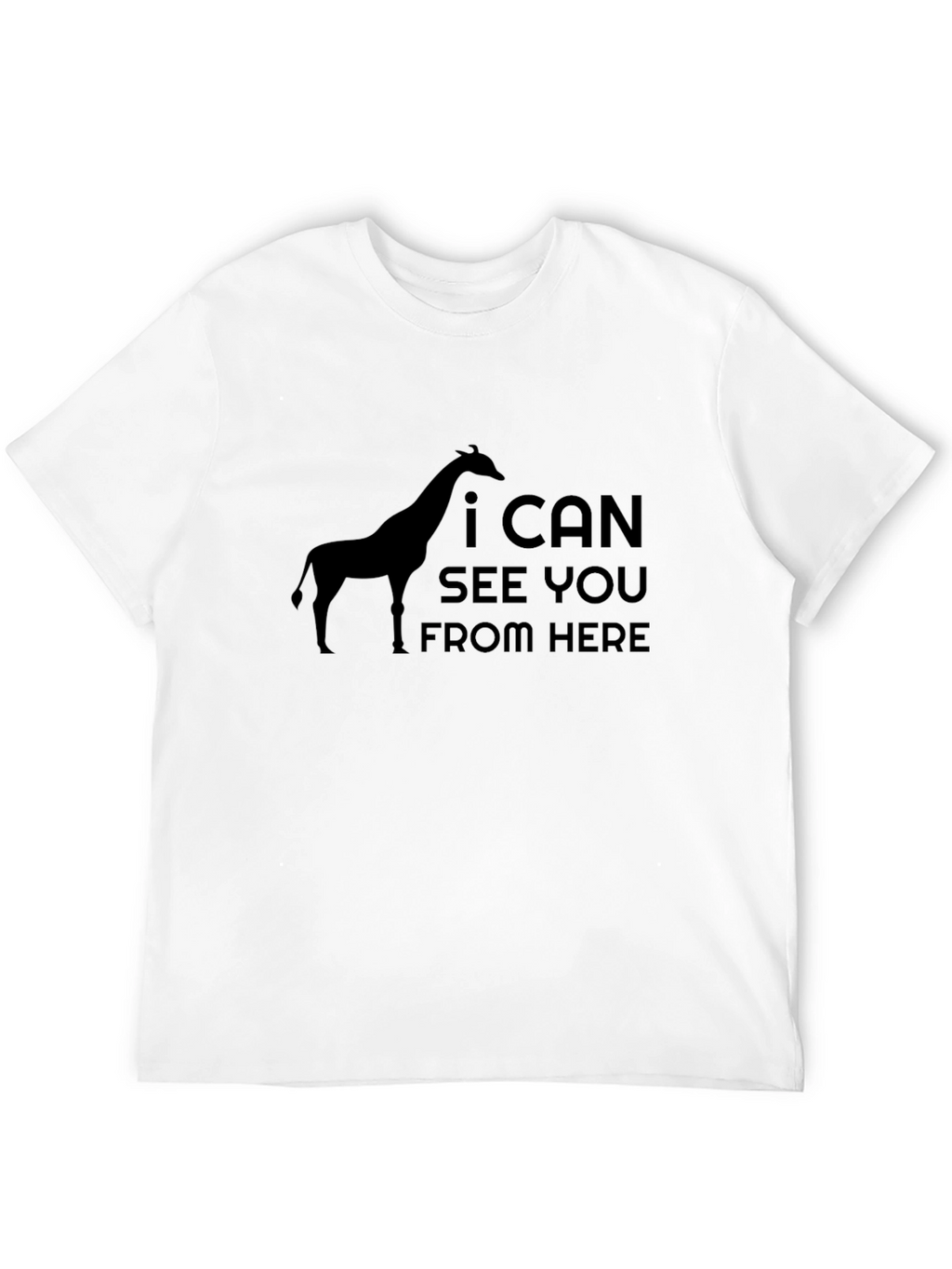 Giraffe I Can See You From Here Black T-Shirt