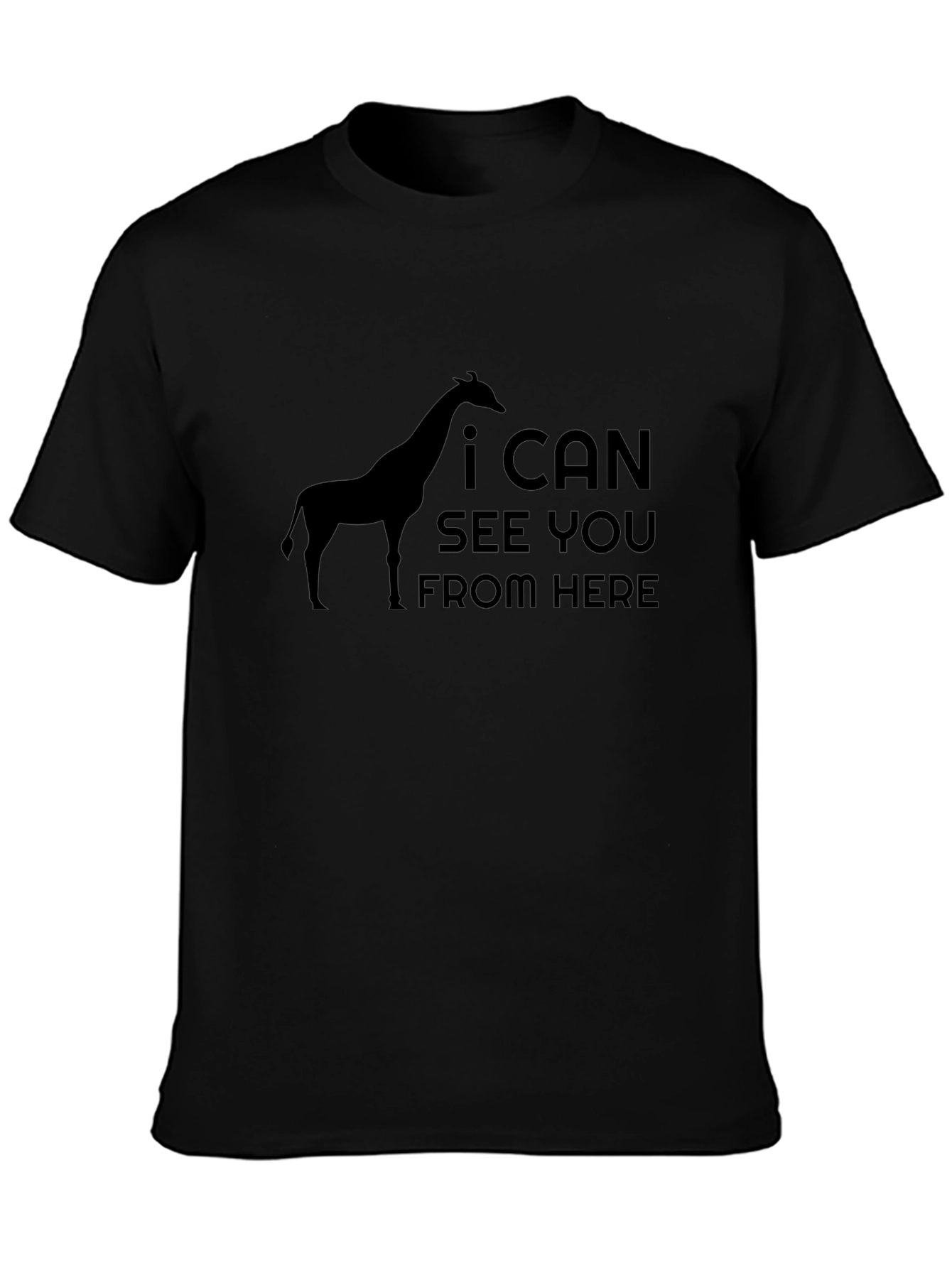 Giraffe I Can See You From Here Black T-Shirt
