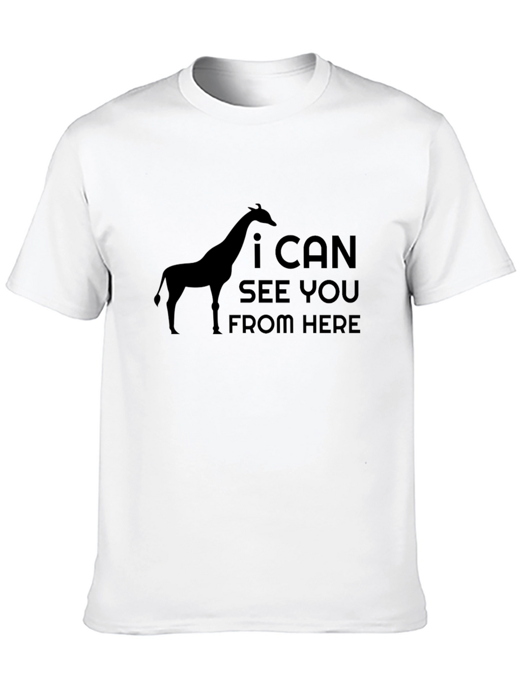 Giraffe I Can See You From Here Black T-Shirt