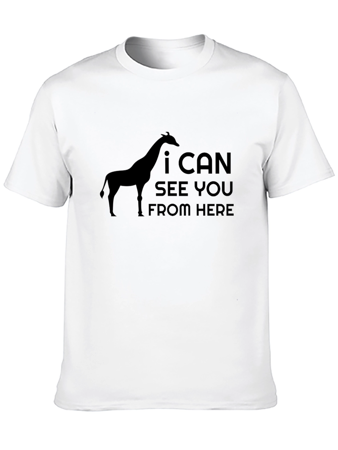 Giraffe I Can See You From Here Black T-Shirt
