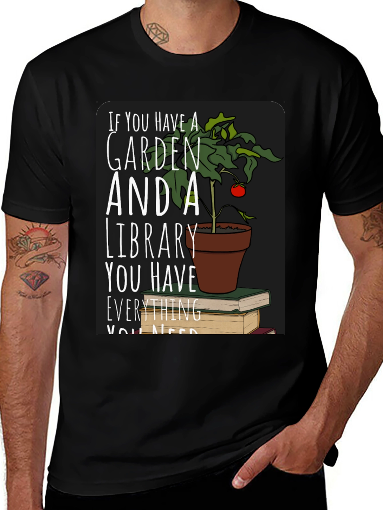 Garden and Library T-Shirt Book Lover Tee