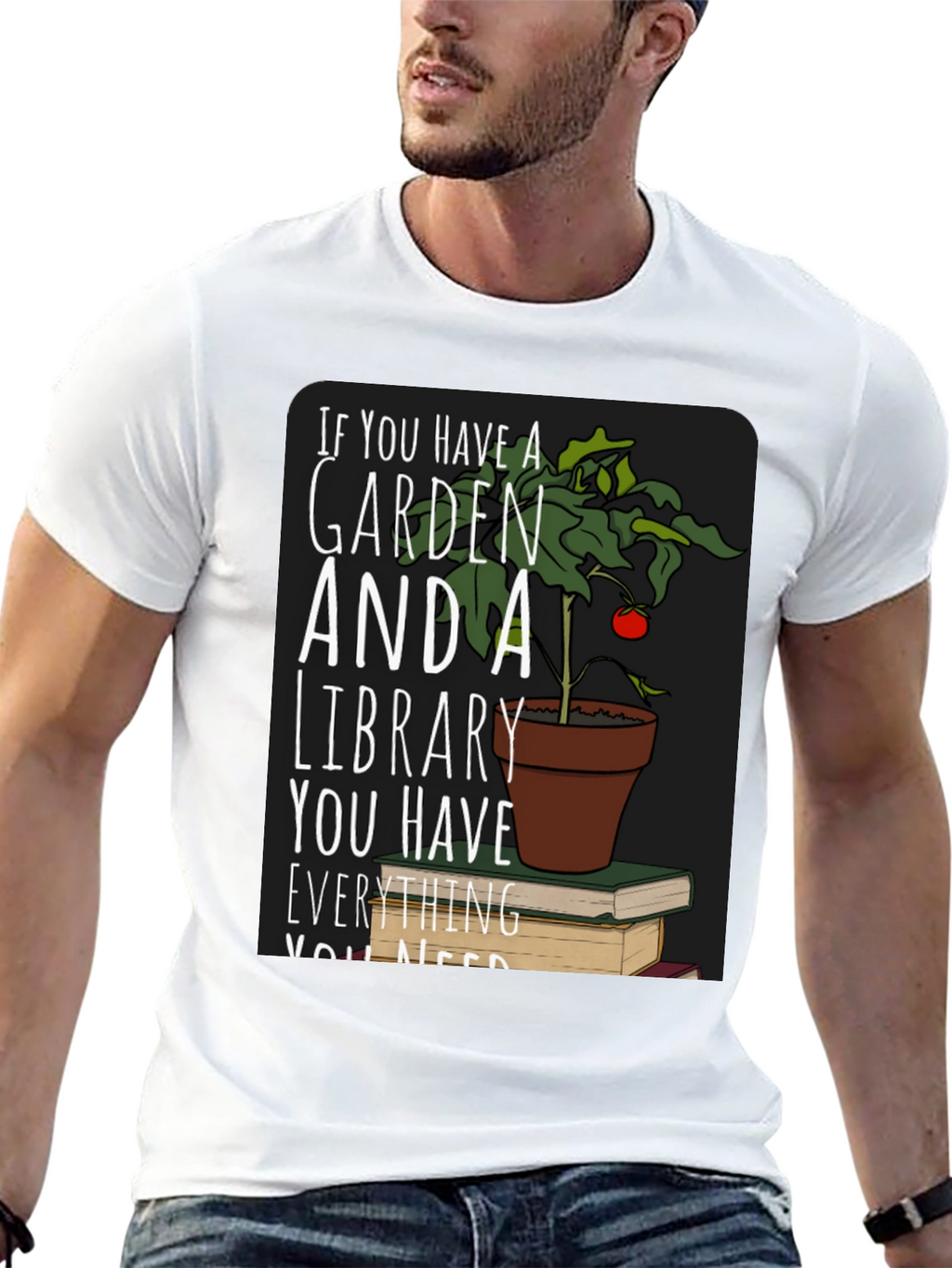 Garden and Library T-Shirt Book Lover Tee