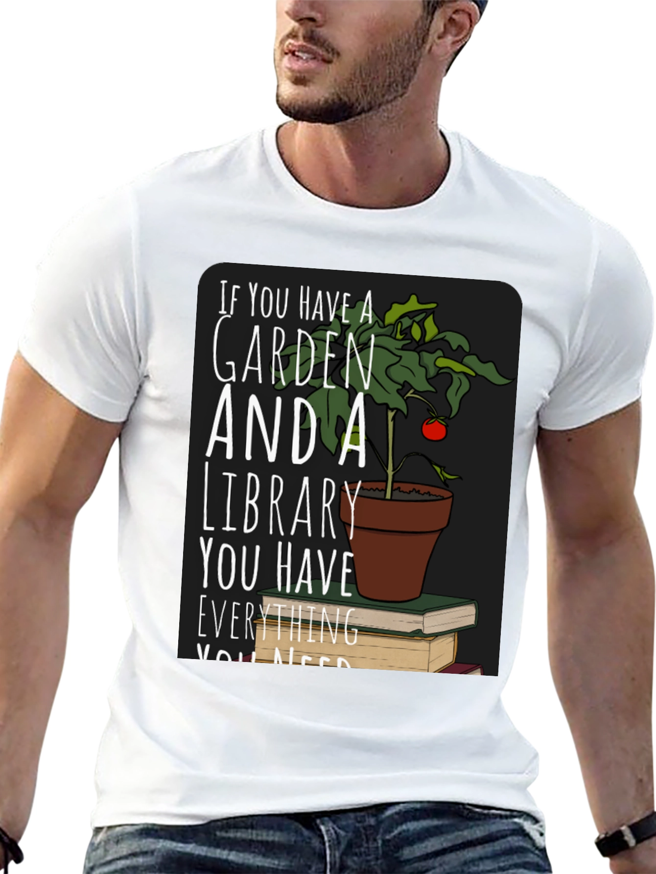 Garden and Library T-Shirt Book Lover Tee