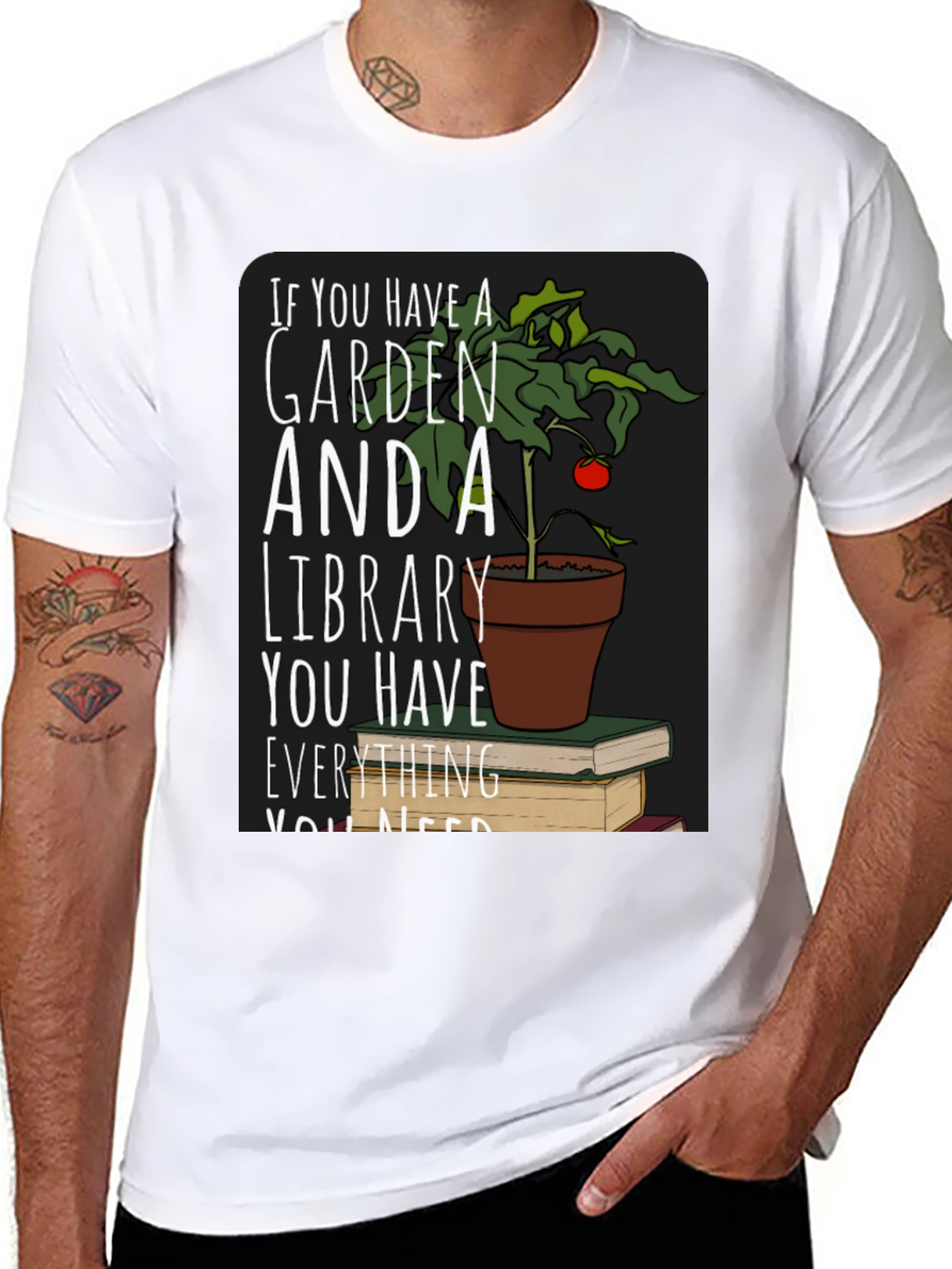 Garden and Library T-Shirt Book Lover Tee
