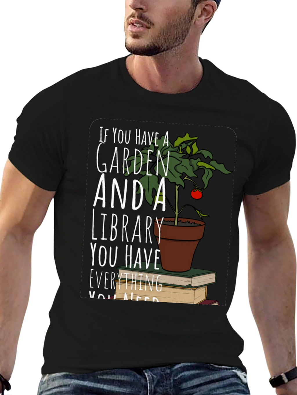 Garden and Library T-Shirt Book Lover Tee