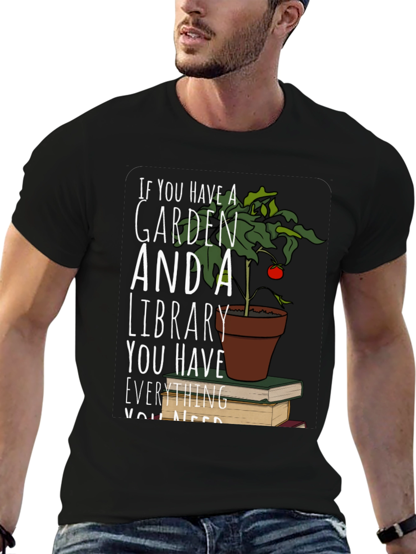 Garden and Library T-Shirt Book Lover Tee