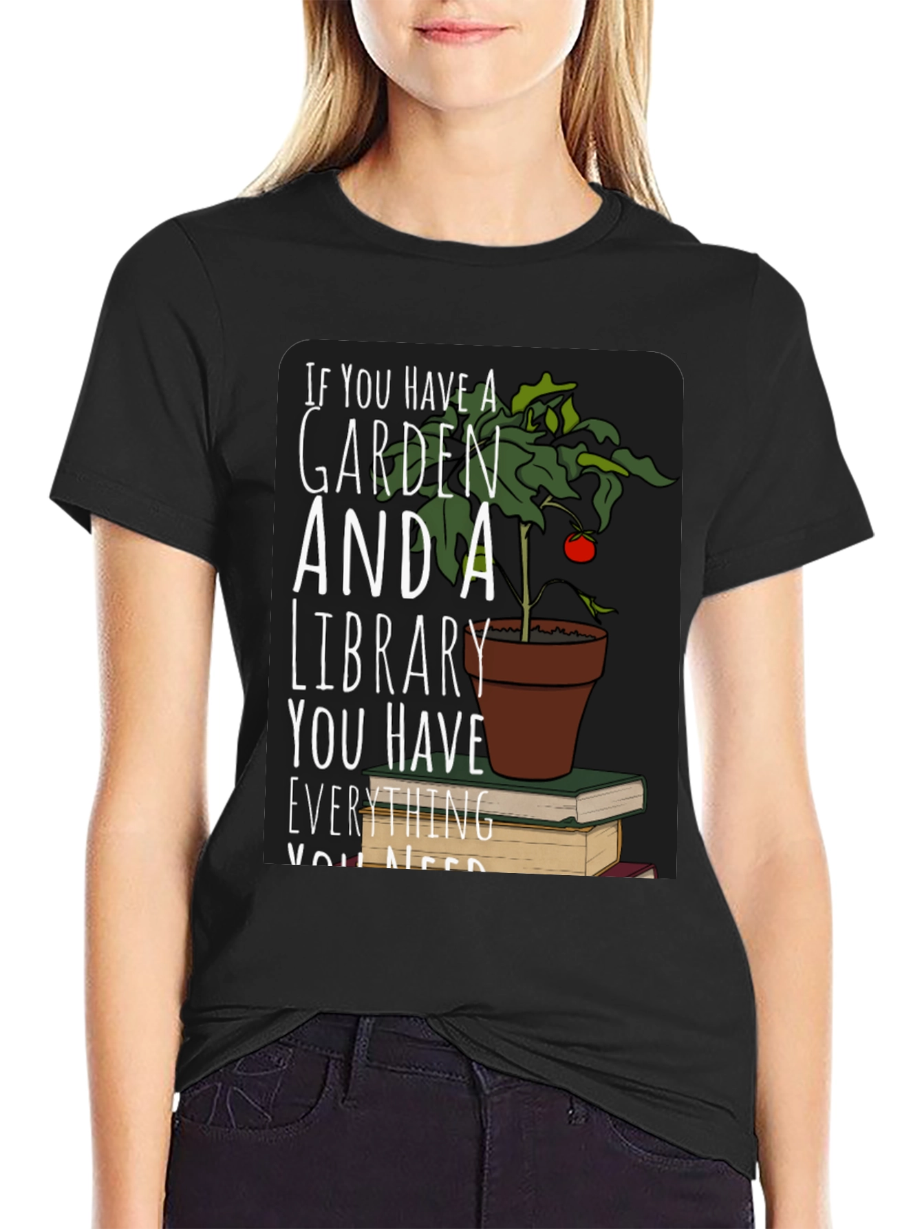 Garden and Library T-Shirt Book Lover Tee