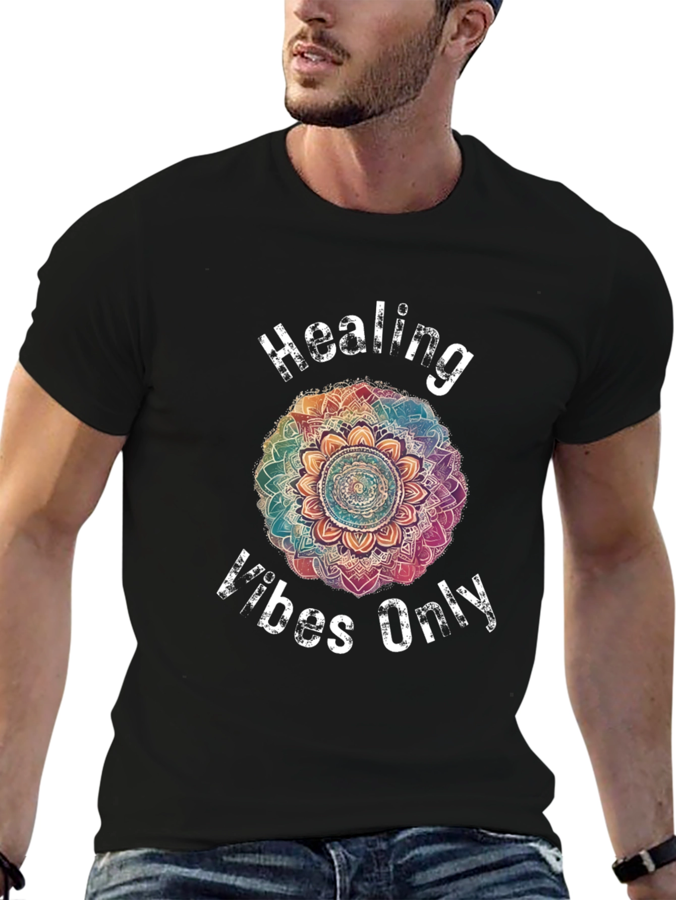 Healing Vibes Only Mandala Graphic T-Shirt